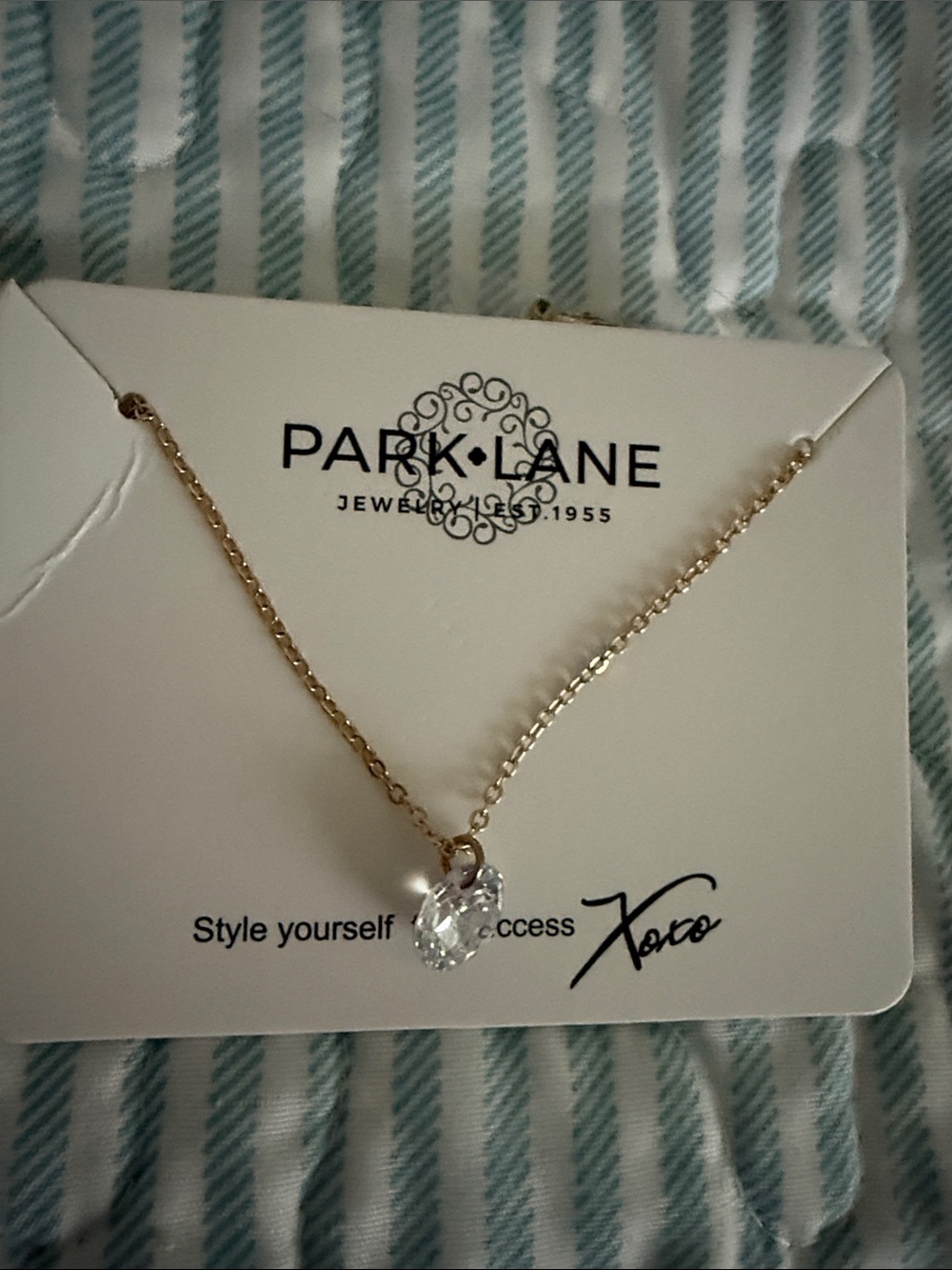 Park Lane Gold-Tone Necklace with Clear Crystal Pendant